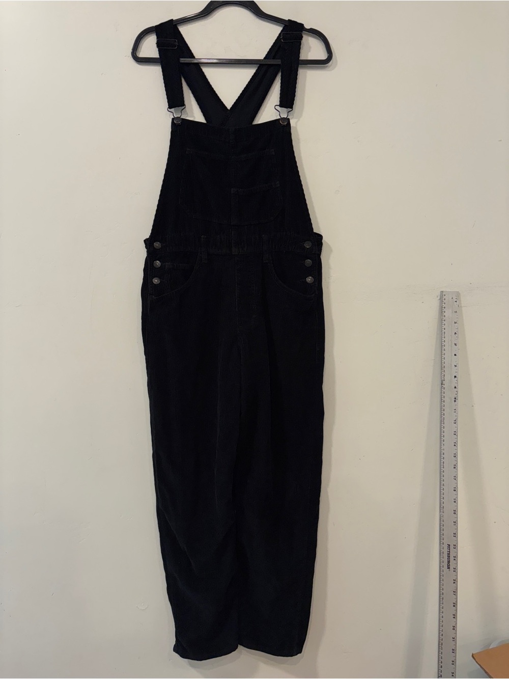 We The Free People Ziggy Corduroy Overalls Black Straight Leg Womens Size M Boho